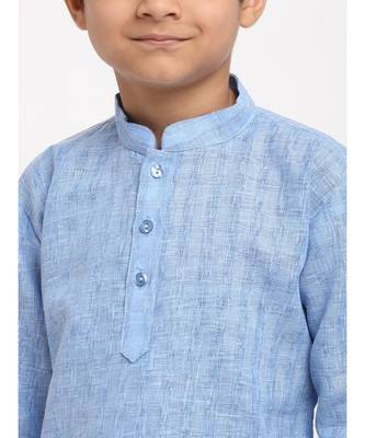 Boys Sky Blue Cotton Kurta 4