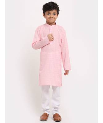Boys Pink Cotton Kurta 1