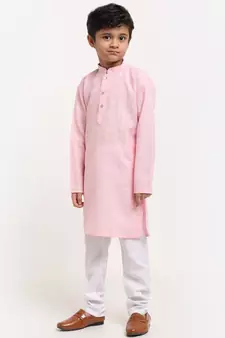 Boys Pink Cotton Kurta