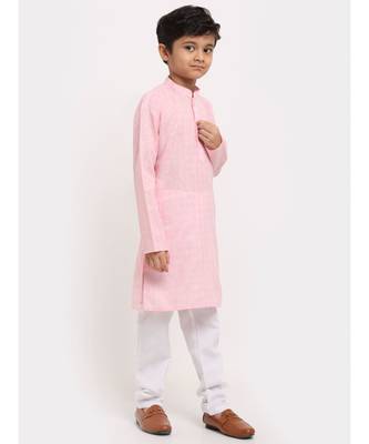 Boys Pink Cotton Kurta 3