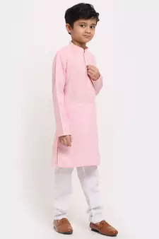Boys Pink Cotton Kurta