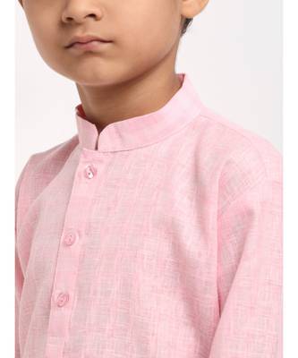 Boys Pink Cotton Kurta 4