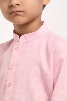Boys Pink Cotton Kurta