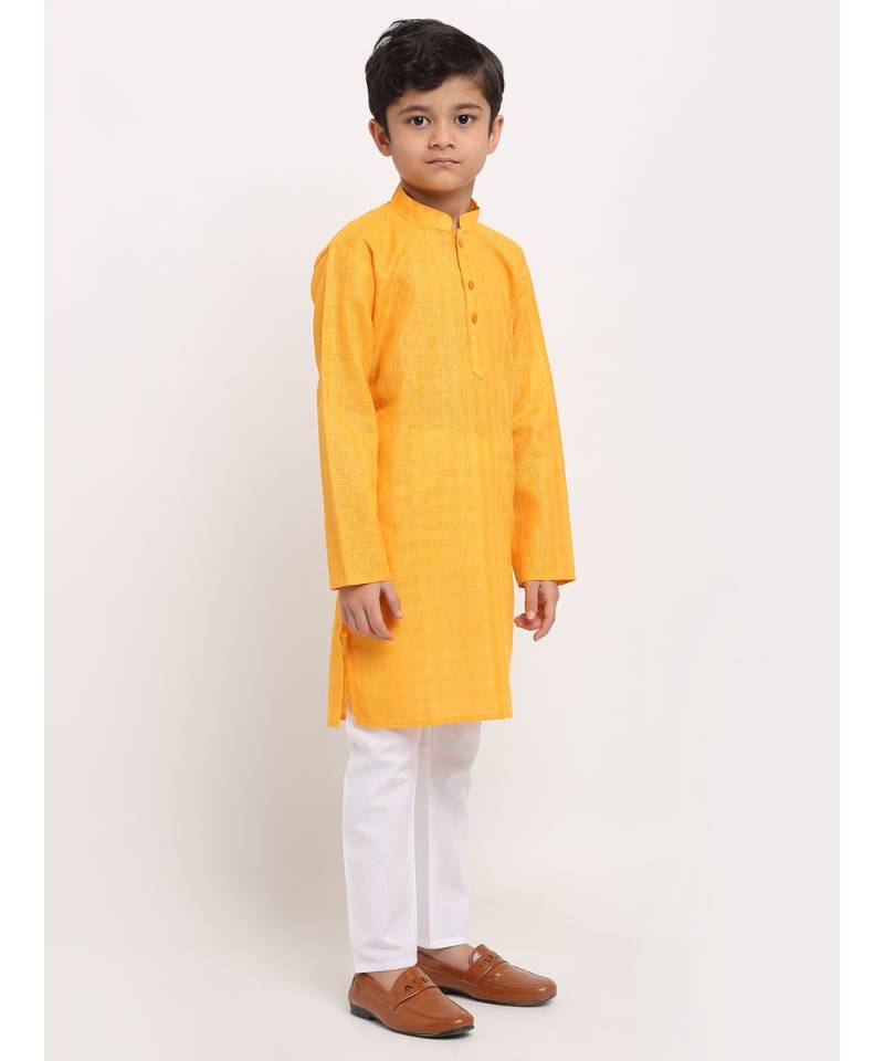 Boys Mustard Cotton Kurta