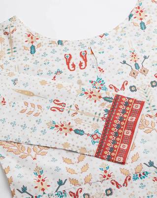 Indo Era White Foil Printed Straight Kurta with Palazzo Dupatta Set 5