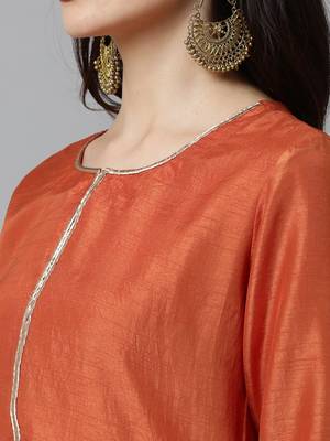 Indo Era Orange Solid Straight Kurta with Palazzo Sets 3