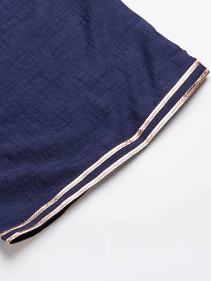 Indo Era Navy Blue Solid Straight Kurta with Palazzo Sets 4