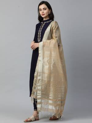 Indo Era Navy Blue Embroidered Straight Kurta Palazzo with Dupatta Sets 4