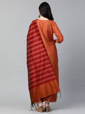 Indo Era Orange Solid Straight Kurta Palazzo with Dupatta Sets 2