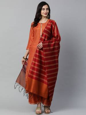 Indo Era Orange Solid Straight Kurta Palazzo with Dupatta Sets 5