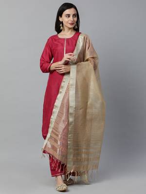 Indo Era Red Solid Straight Kurta Palazzo with Dupatta Sets 1