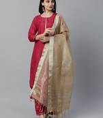Indo Era Red Solid Straight Kurta Palazzo with Dupatta Sets