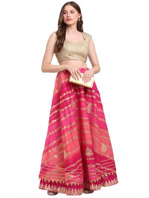 Magenta printed cotton skirts 4