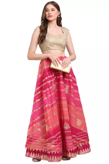 Magenta printed cotton skirts