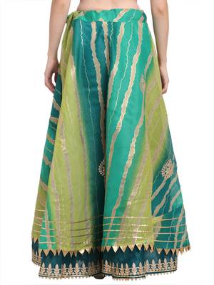 Green printed cotton skirts 2
