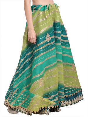 Green printed cotton skirts 3
