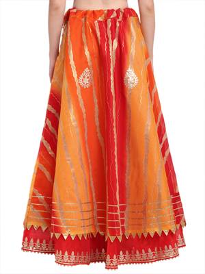 Orange printed cotton skirts 2