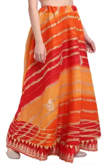 Orange printed cotton skirts