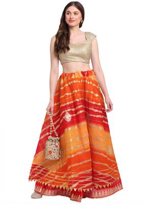 Orange printed cotton skirts 4