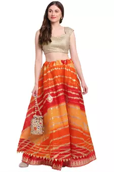 Orange printed cotton skirts