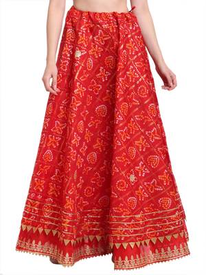Red printed cotton skirts 1