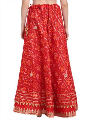 Red printed cotton skirts 2