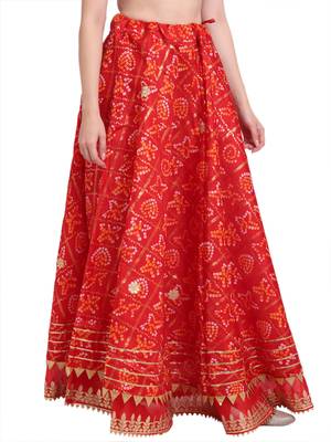 Red printed cotton skirts 3