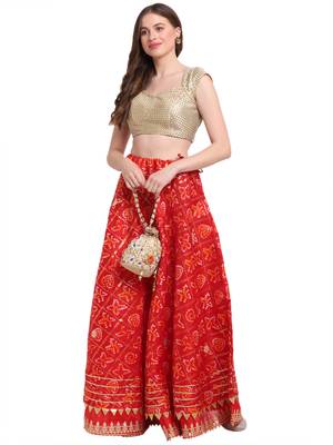 Red printed cotton skirts 4