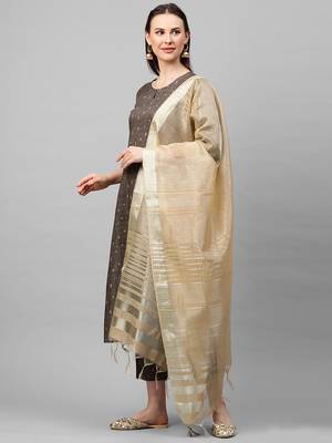 Indo Era Brown Solid Straight Kurta with Palazzo Sets 4