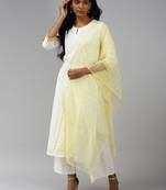 Indo Era white Embroidered Straight Kurta Palazzo With Dupatta Set