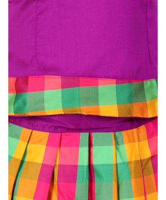 GirlsHalf Sleeve South Indian Pavda Pattu Lehenga  Purple 2