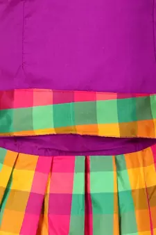 GirlsHalf Sleeve South Indian Pavda Pattu Lehenga  Purple
