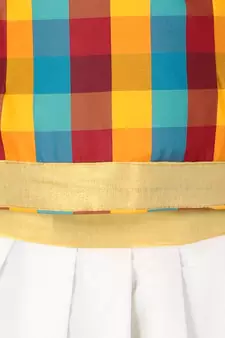 GirlsHalf Sleeve South Indian Pavda Pattu Lehenga  Multicolor