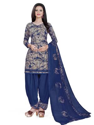 Navy-blue printed crepe salwar 4