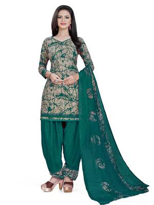 Dark-green printed crepe salwar 4