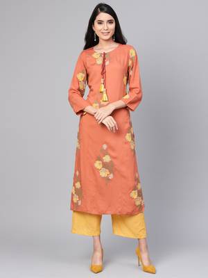 Indo Era red Embroidered Straight Kurtas 1