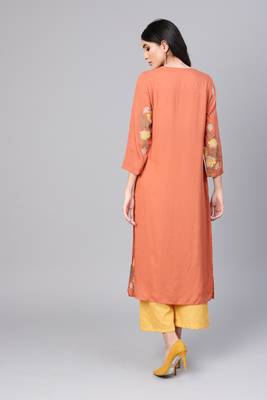 Indo Era red Embroidered Straight Kurtas 3