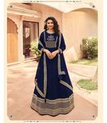 blue embroidery georget semi stitch anarkali gowns