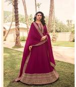 Lavender embroidery georget semi stitch anarkali gowns