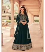 green embroidery georget semi stitch anarkali gowns