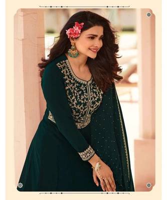 green embroidery georget semi stitch anarkali gowns 3