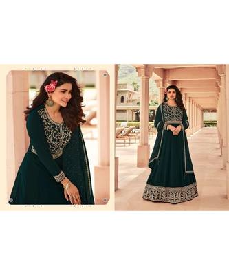 green embroidery georget semi stitch anarkali gowns 4