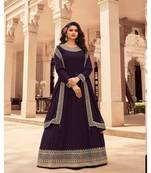 purple embroidery georget semi stitch anarkali gowns