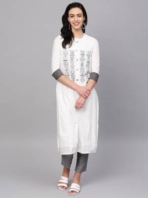 Indo Era White embroidered Straight Kurta 1