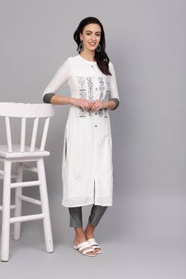 Indo Era White embroidered Straight Kurta 2