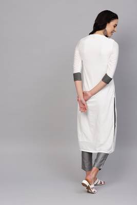 Indo Era White embroidered Straight Kurta 4