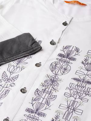 Indo Era White embroidered Straight Kurta 5