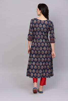 Indo Era Navy Blue Printed Anarkali Kurtas 3