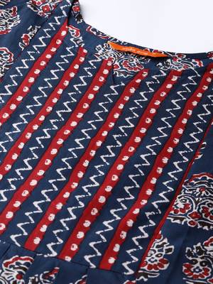 Indo Era Navy Blue Printed Anarkali Kurtas 5