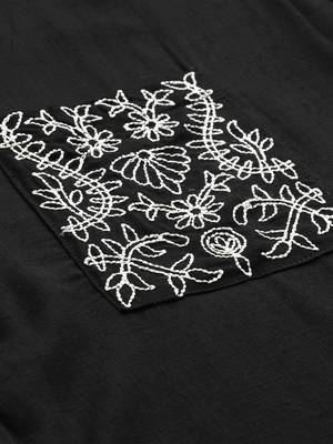 Indo Era Black Embroidered Straight Kurtas 5